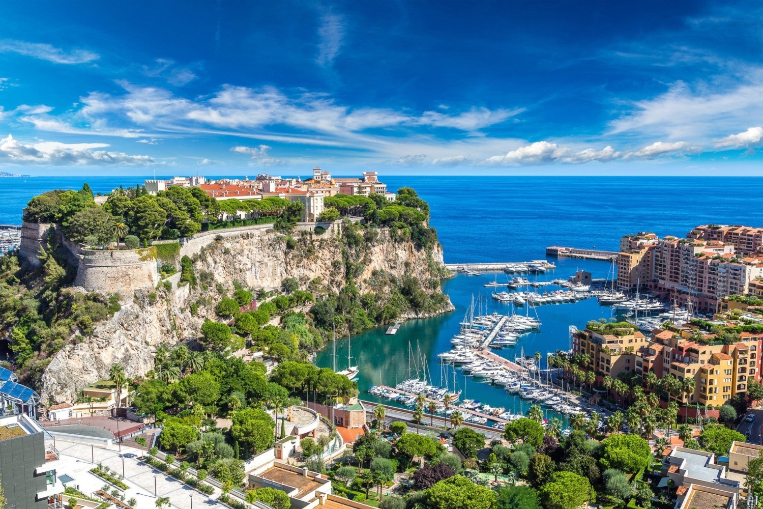 Panoramic view of prince's palace in Monte Carlo